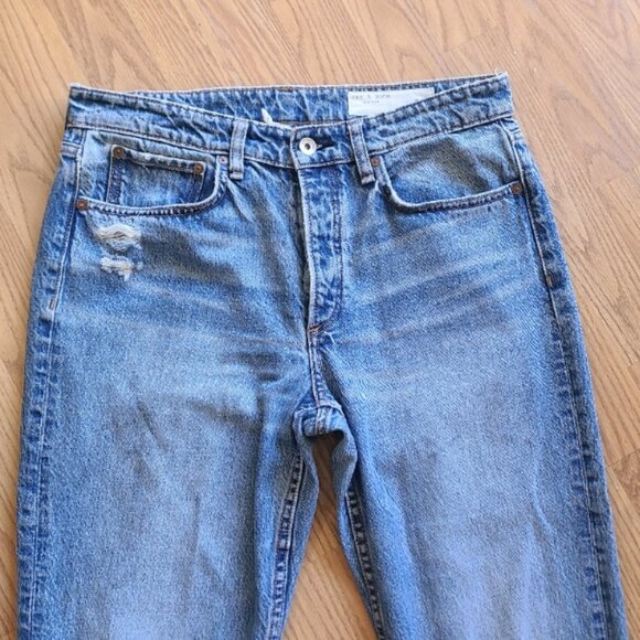 RAG & BONE ROSA MID-RISE BOYFRIEND JEAN denim straight raw hem distressed sz 28 - Picture 3 of 8